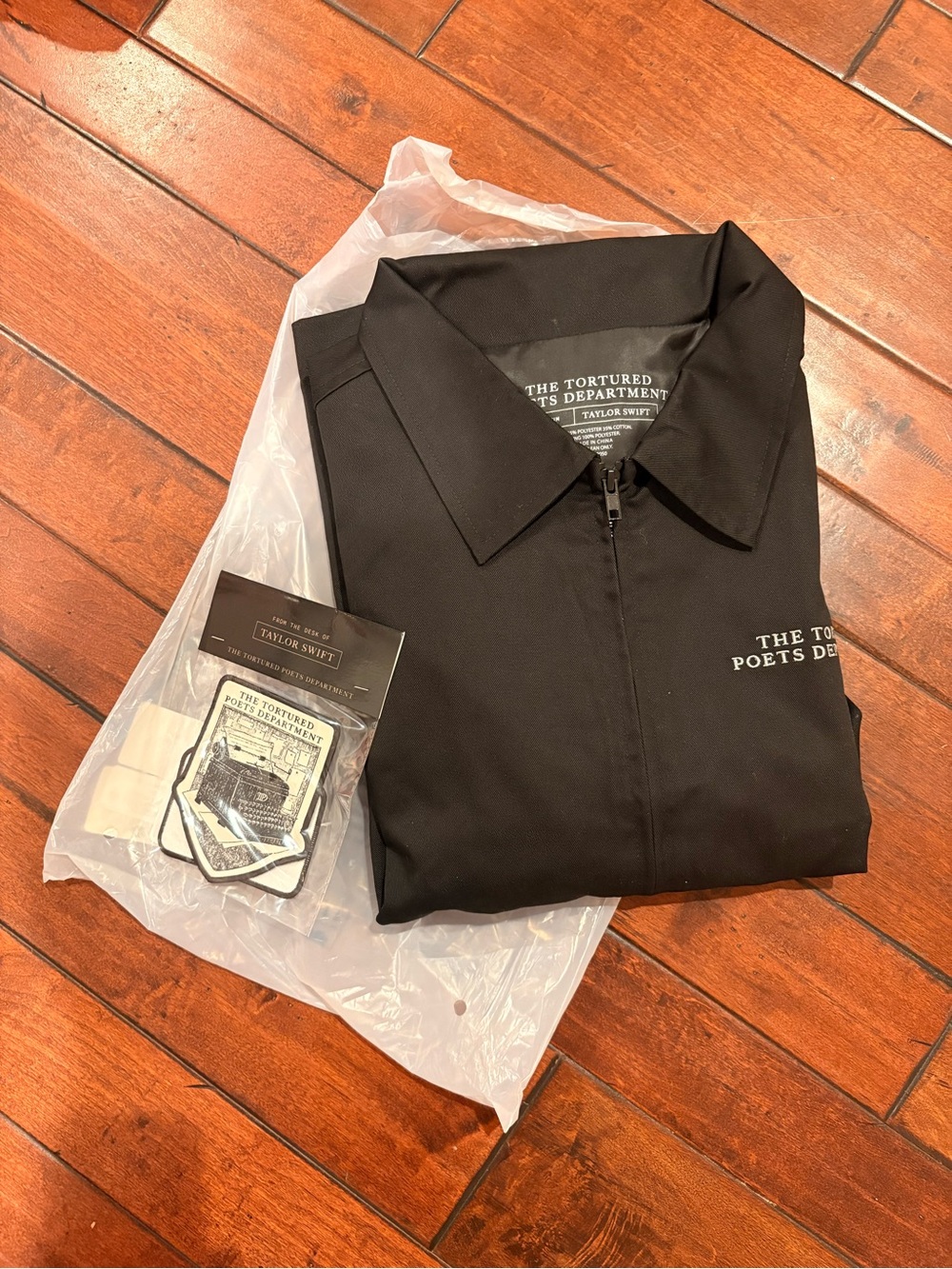 Taylor Swift The Tortured Poets Department Black Zip-Up Jacket with Patches